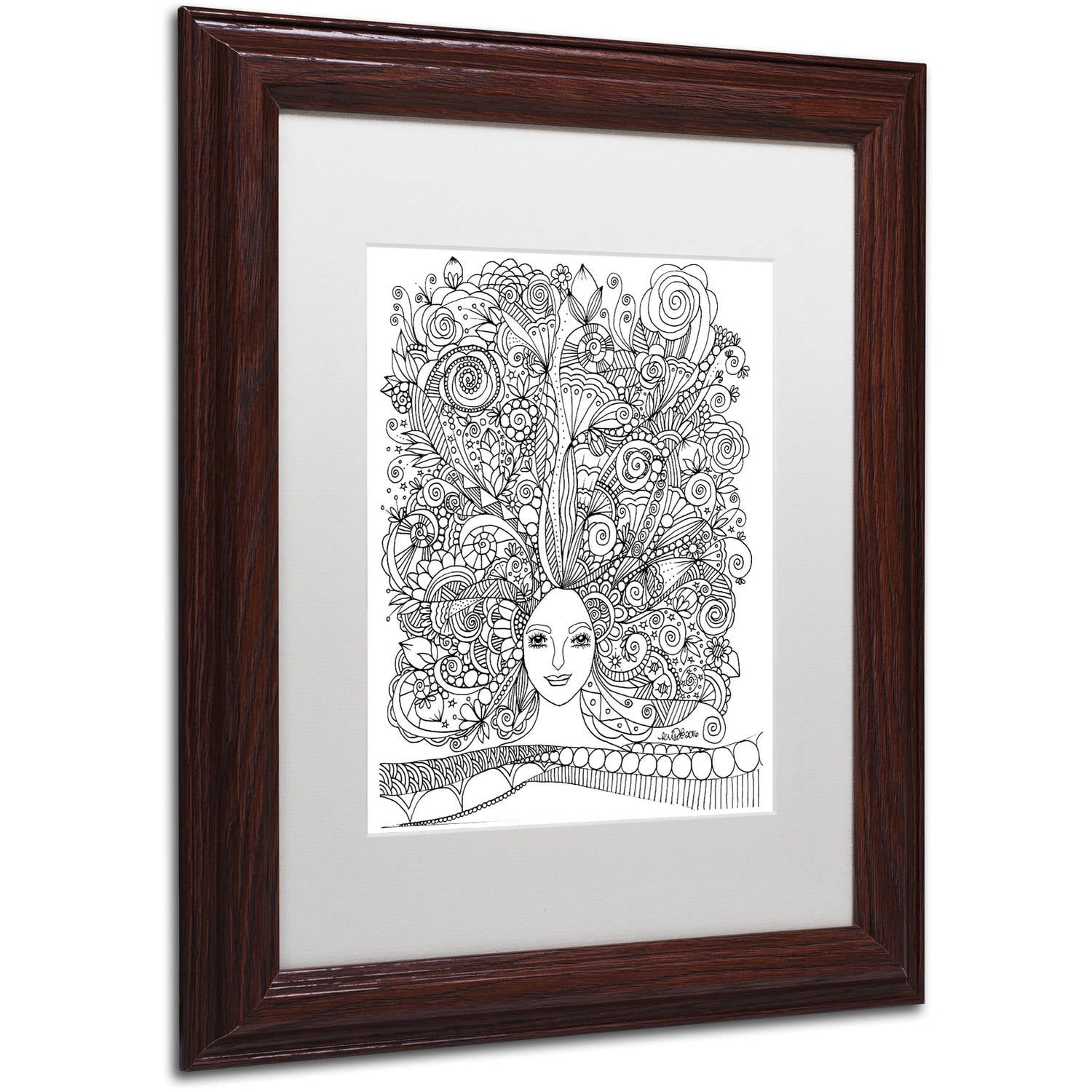 Trademark Fine Art "Flower Girls 18" Canvas Art by KCDoodleArt White Matte, Wood Frame
