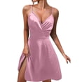 thumbnail image 1 of Vestido sin mangas con fruncido en la espalda para mujer: tirantes finos, cierre con cremallera, tejido de punto para verano., 1 of 4