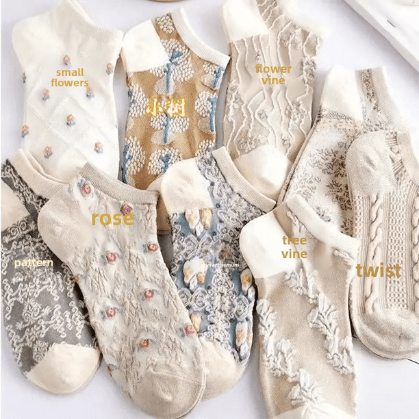 Calcetines cortos estilo cancha primavera otoño verano finos moda versátiles japoneses caña baja vintage artísticos estudiantes calcetines pop 3D