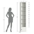 thumbnail image 6 of IRONCK 74.8" Tall Narrow Bookcase, 6 Tiers Open Adjustable Shelf and 1 Storage Cabinet for Home Office, White, 6 of 6
