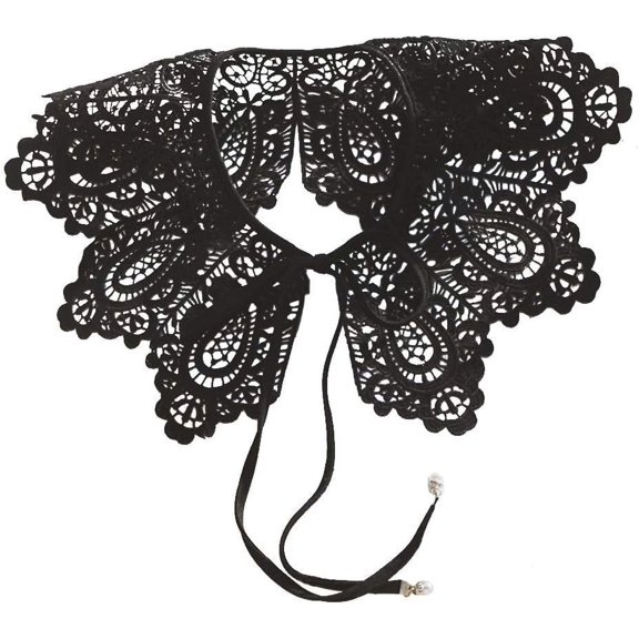 Camicover Women's Golilla False Collar Hollow Out Lace Wide Lapel Bottoming Shirt Fake Collar Shawl White