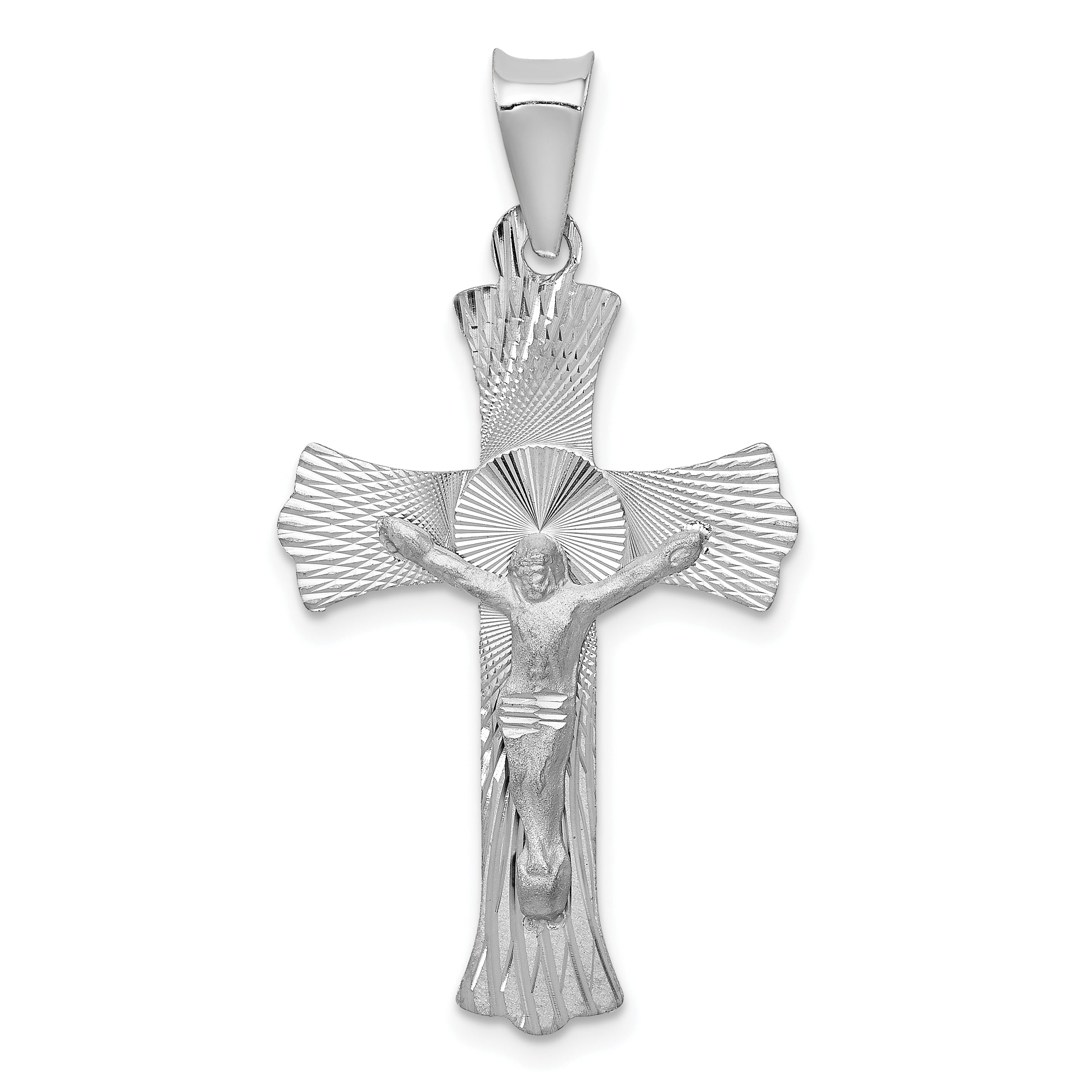 14k White Gold Crucifix Cross Religious 