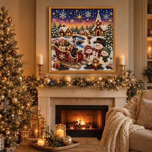 Diamond Art Kits for Adults, Pearl Kit, Christmas Diamond Art, DIY Christmas Pearl Diamond Painting Kit, 5D Pearl Art Craft for Adults and Beginners, Christmas Church and Jesus Wall Decor, Holiday