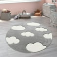 thumbnail image 2 of Paco Home Kids Rug with Charming Clouds for Nursery in Pastel Grey, 2 of 5