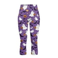 thumbnail image 4 of SCRAWLGOD Halloween Bat Ghost Pumpkin Violet Capri Leggings for Women, Comfy Athletic Yoga Pants Leggings with Pockets, High Waisted Buttery Soft Women's Leggings for Workout, L, 4 of 7