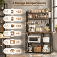Rustic Brown 34.7 Inch Bakers Rack with Storage for Kitchen ...