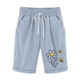 thumbnail image 3 of Costeam Womens Daisy Bee Graphic Bermuda Shorts Dual Side Deep Hand Pockets Adjustable Drawstring Elastic High Waist Loose Fit Lightweight Summer Casual Lounge Short Pants, 3 of 3