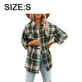 thumbnail image 2 of Dinheiro Chaquetas informales a cuadros para mujer, franela cepillada, con botones, camisa con bolsillos, abrigos (verde), S,, 2 of 6