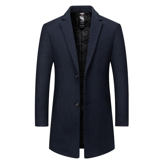 Ceisia Warm Structured Men's Slim Fit Mid-Length Wool Blend Notch Lapel Coat Gift
