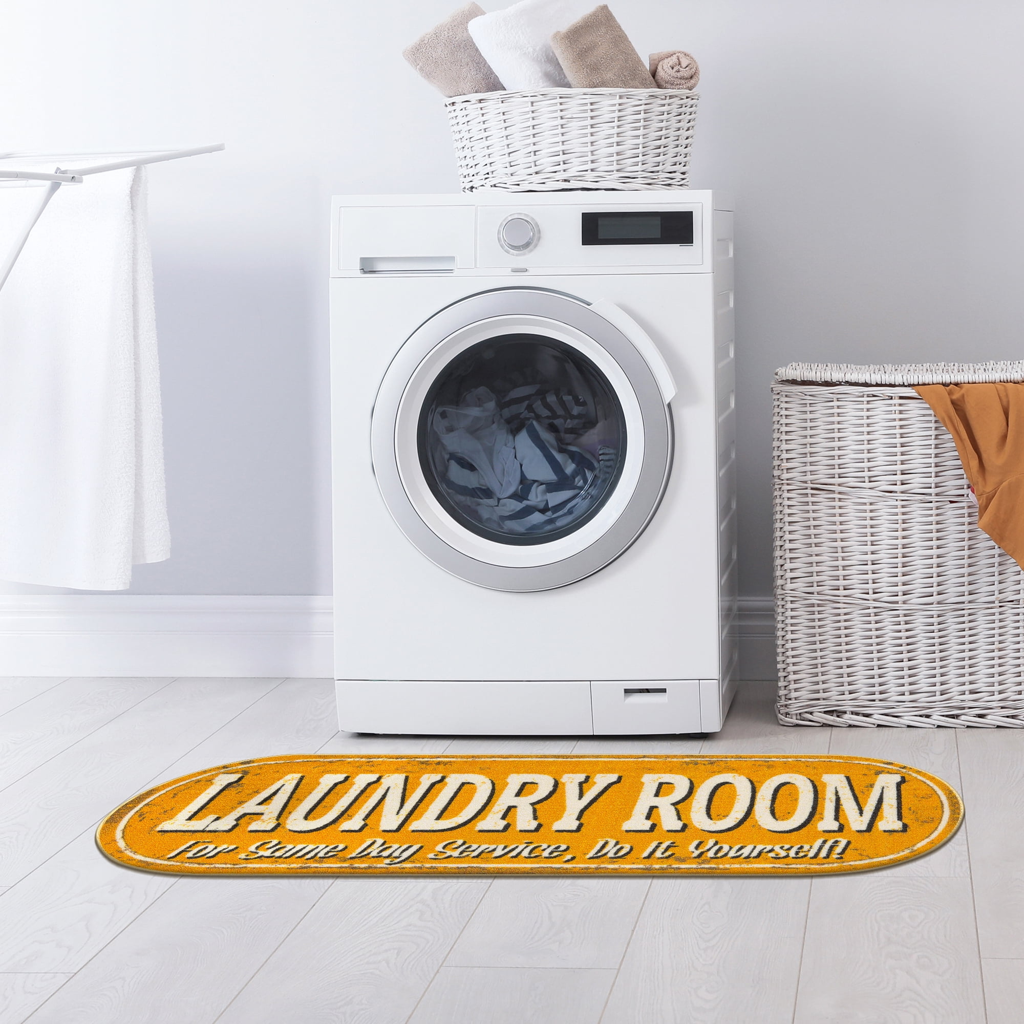 Ottomanson Washtown Rubberback Non-slip Modern Design Indoor Turkish  Laundry Room Runner Rug, 20" x 59", Baby Blue - Walmart.com