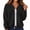 Black, variant on Women's Crew Neck Cable Knit Cardigan Jacket, Solid Color Zip Front Polyester Layer with Long Sleeves, Drop Shoulders and Loose Fit