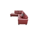 thumbnail image 2 of Hommoo L Shaped Flippable Backrest Sectional Couches and Sofas, 4-Seat Faux Leather Sectional Sofa Sets, Modern Living Room Furniture Sets, 15' Back Height, Red(No Ottoman), 2 of 5