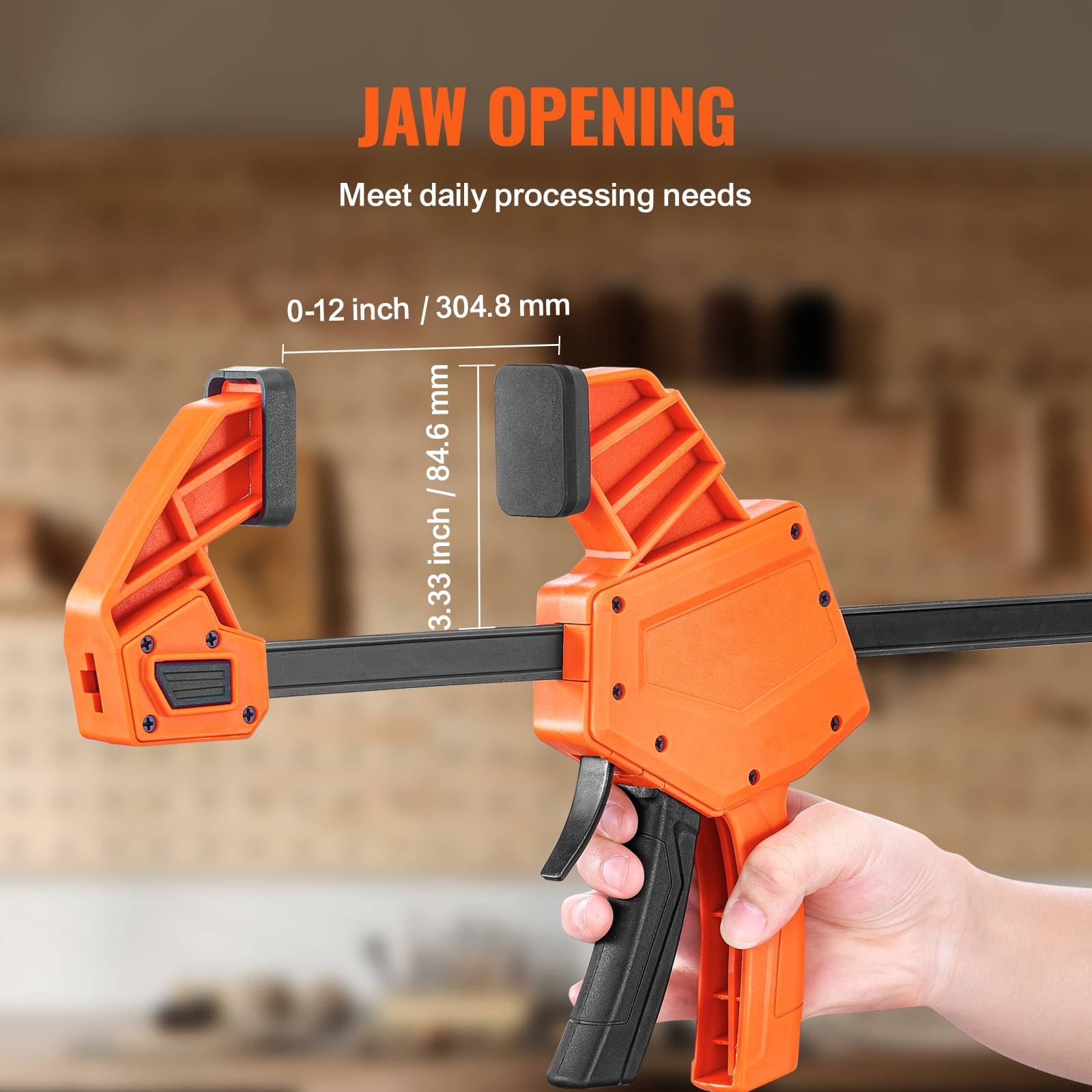 BENTISM Bar Clamps for Woodworking, 2 PCS 12" One-Handed Clamp/Spreader, Quick-Change F Clamp with 300 lbs Load Limit, High-strength Plastic and Carbon Steel, Wood clamps