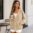 thumbnail image 6 of Wrongduck Women's Velvet Cardigan Jacket Lightweight Button Front Long Sleeve Casual Sweater Coat with Pockets Spring Fall Layering Top, 6 of 7