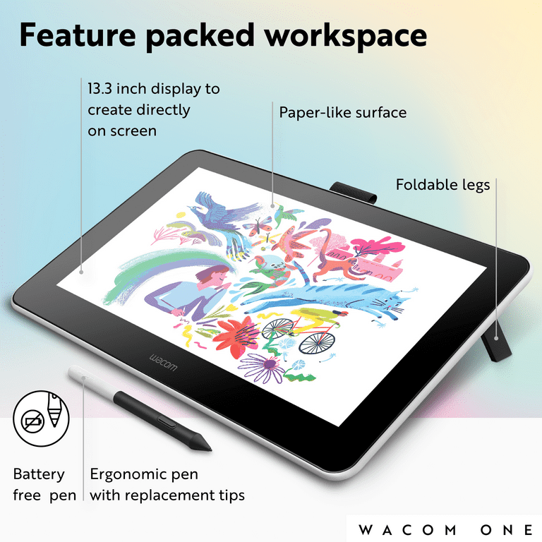 Wacom One Digital Drawing Tablet, 13.3in Graphics Display, '19in