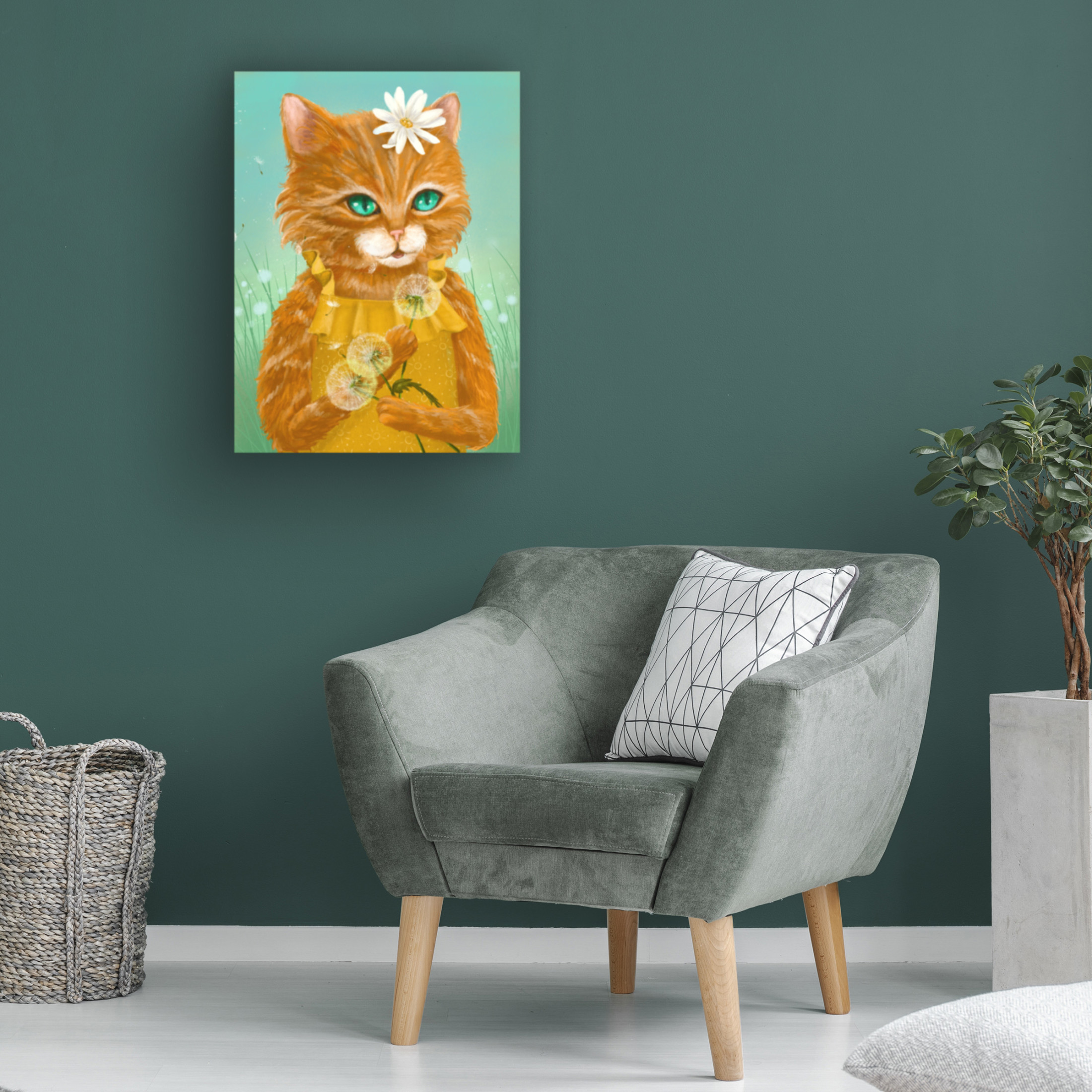 Canvas Wall Art - Christine Rotolo 'Wildflower Cats 2' Wall Art for Living Room, Bedroom, or Office Décor by Trademark Fine Art - 14 x 19 Inches