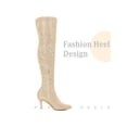 thumbnail image 3 of BLISSFUL STEP Women's Boots Glitter Over The Knee Stiletto Heel Pointy Toe Party Boots Gold 8, 3 of 4