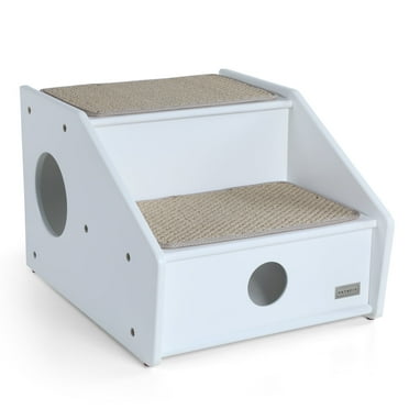 PETSFIT Wooden Dog Stairs ,Pet Stairs for Small Dogs to Get on Bed,Easy to Assemble,Limt 100 Ibs,White