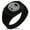 Black, variant on Stainless Steel Three-Tiered Pine Kamon Crest CZ Ribbed Needle Stripe Pattern Biker Style Polished Ring
