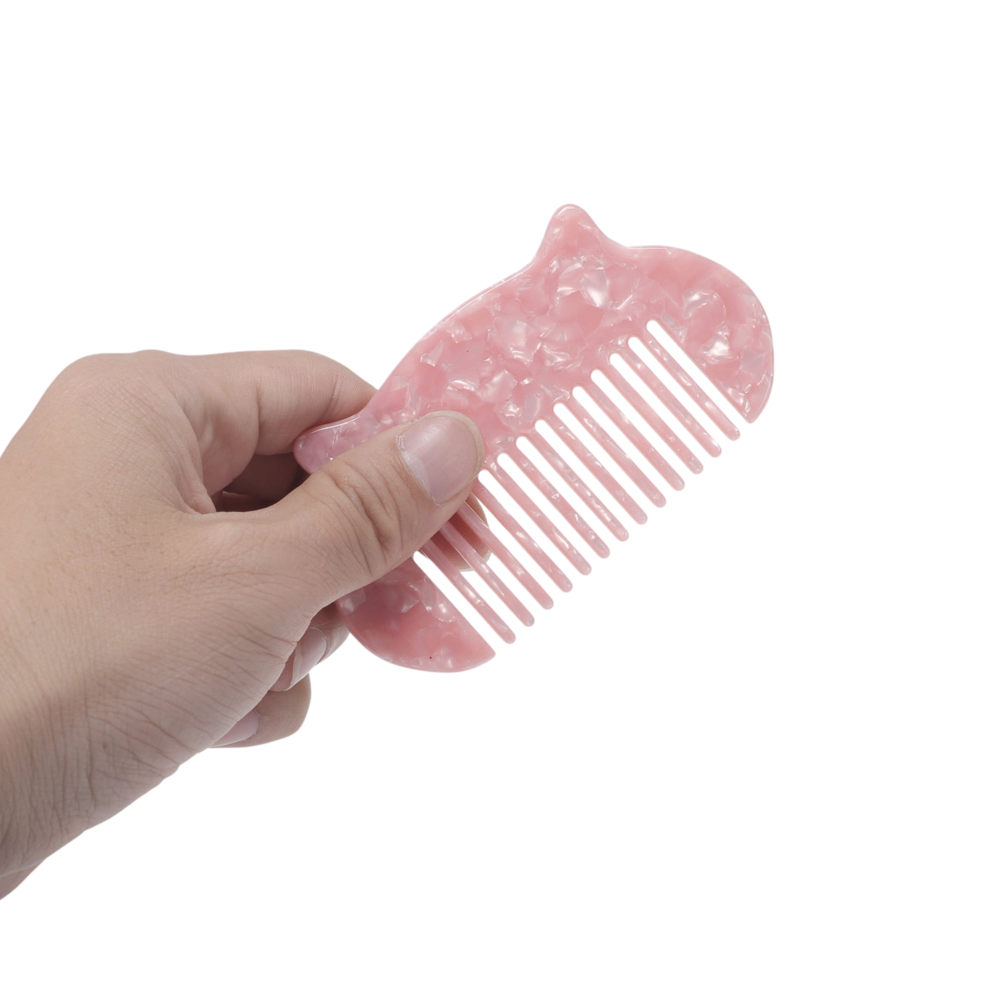 Unique Bargains 1 Pc Women Cat Ear Hair Comb for All Hair Types Cherry Blossom Pink