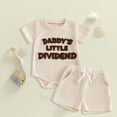 thumbnail image 2 of BOBOGOJP Baby Boy Summer Clothes Mama's Boy Little Dude Short Sleeve Romper Shorts Set Waffle Knit Outfit Khaki for Size 12-18 Months, 2 of 3
