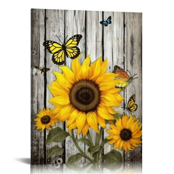 Acheng Sunflower Floral Wall art Sunflower Painting Wall Picture Flower Artwork PrintsWall Decor -Living Room Bathroom Bedroom Office Wall Decor Home-Frame Wall Art 12x16 in