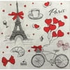 Paris Paper Luncheon Decoupage Napkins Design Decorated Paris Tower Hearts, 20/Pack