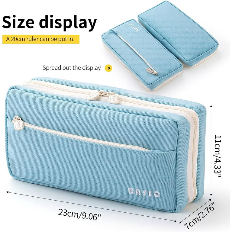 EASTHILL Big Capacity Pencil Case Pencil Pouch School Supplies for College  Students Office Simple Stationery Pencil Holder Bag Teen Girls Women-Blue