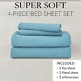 thumbnail image 4 of Jessy Home Bed Sheets Set 4 Piece Queen/Full Sheet Set Mint Blue Microfiber Fitted Sheet, Flat Sheet & 2 Pillowcases Bedding Set, 4 of 10