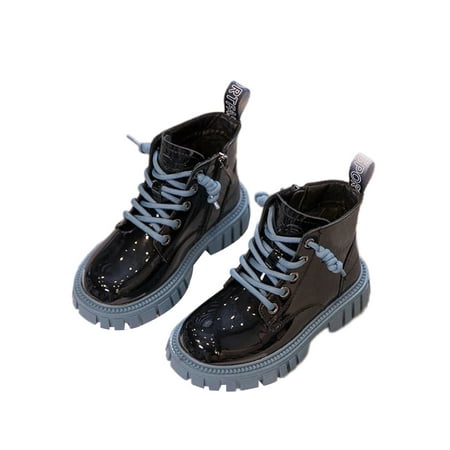 

Difumos Child Waterproof Round Toe Short Bootie Hiking Breathable Mid Top Non-Slip Booties Black 3Y