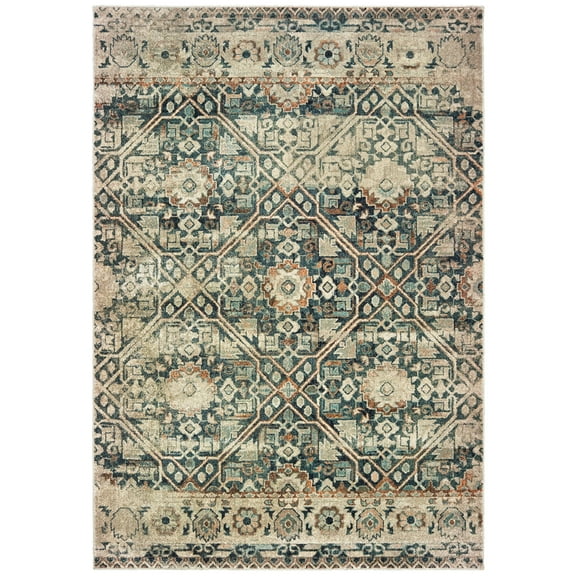 Sphinx Raleigh Area Rug 4925L Blue Faded Boxes 5' 3" x  7' 6" Rectangle