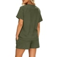thumbnail image 5 of yillto Women's 2 Piece Sweatsuit Sets Short Sleeve Tops and Summer Loose Athletic Shorts with Pockets Casual Tracksuit, 5 of 6
