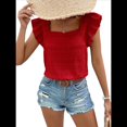 thumbnail image 4 of Top de Mujer con Cuello Cuadrado y Volantes de Corta, Color Rojo, Talla M, 4 of 10