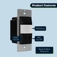 thumbnail image 2 of TOPGREENER Air Circulator Timer Switch with PIR Lighting Motion Sensor, NEUTRAL WIRE REQUIRED, Hourly Fresh Air Fan Timer, 120VAC 60Hz, 1/4HP, 3A Max Fan Load, UL Listed, TDTOS5-BK, Black, 2 of 5