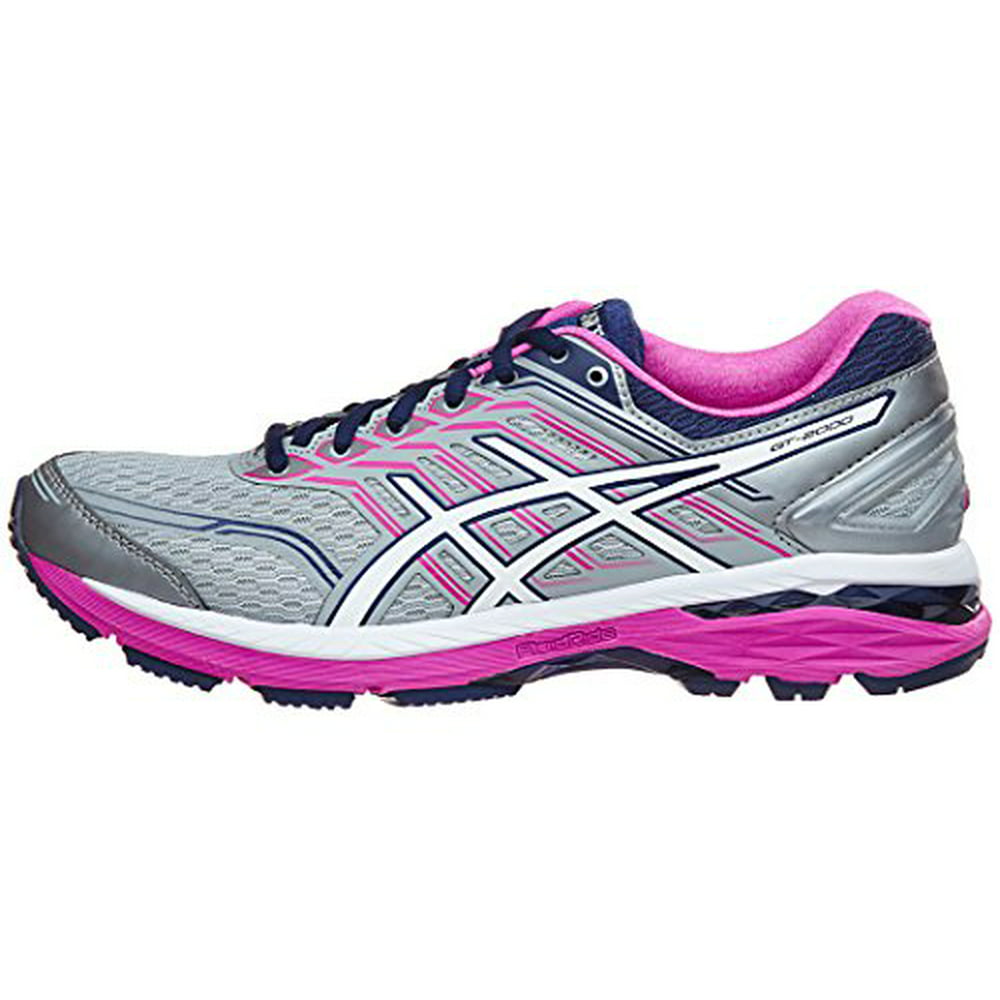 ASICS - ASICS Women's GT-2000 5 Running Shoe, Mid Grey/White/Pink Glow ...
