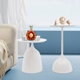thumbnail image 5 of Round Side Table Set of 2, Metal Nesting Tables, Modern End Table Set with 16.9" & 23.6" Heights, Pedestal Coffee Table for Living Room Balcony Bedroom Office (White), 5 of 12