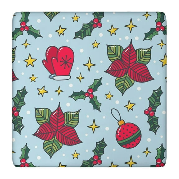 Christmas Celebration Table Cover 36x36 Inches Square, Stretchable Spandex with Flat-Laying Fit, Protects Tables During Christmas and Holiday Meals