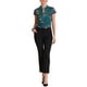 thumbnail image 2 of Blusas de trabajo Satin Inspire Chic para mujeres, blusa casual de negocios con mangas de capucha, floral vintage, color azul marino-floral, 2 of 6