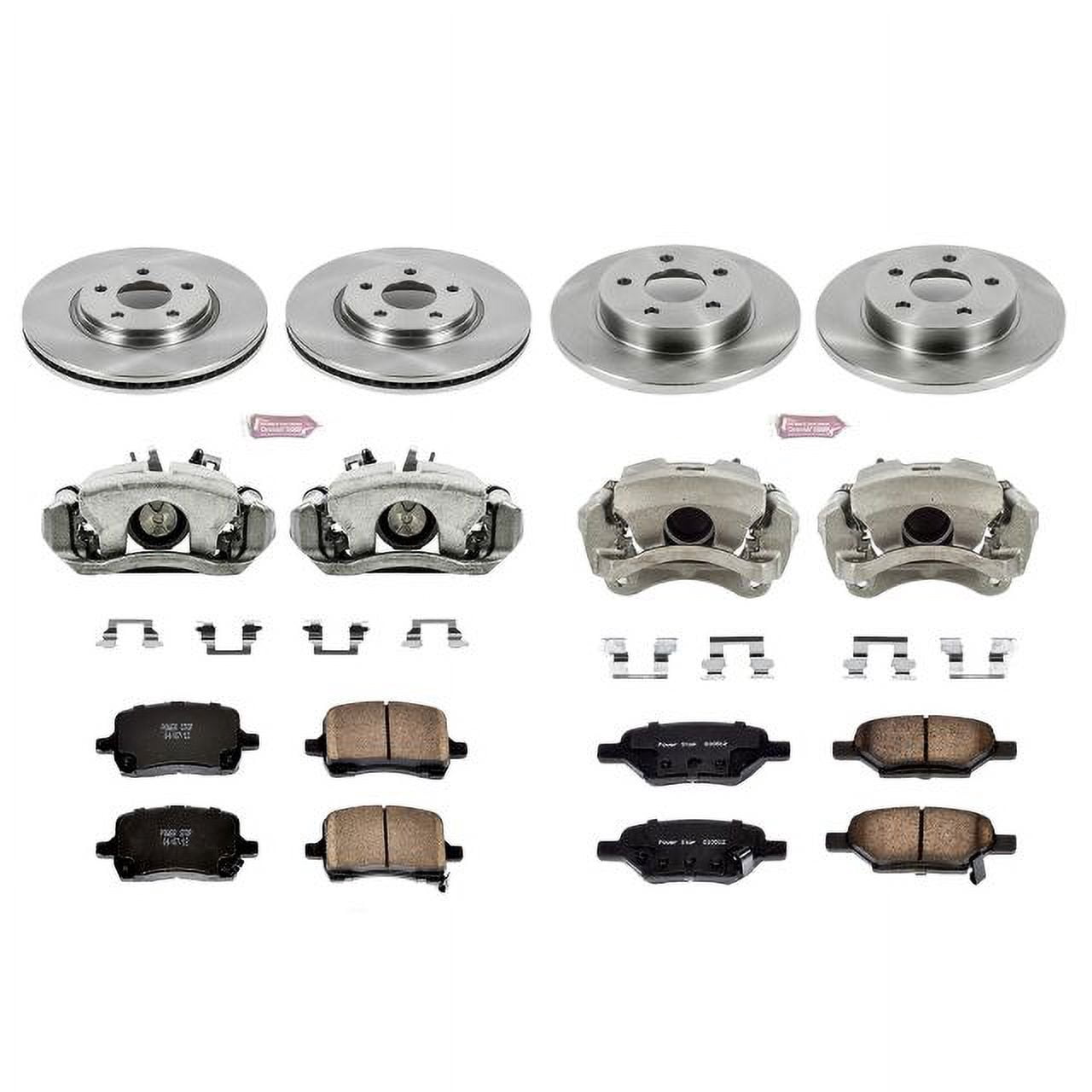 PowerStop Front and Rear Stock Replacement Brake Pad and Rotor Kit with Calipers Fits: CHEVROLET PONTIAC SATURN Select Models KCOE1612