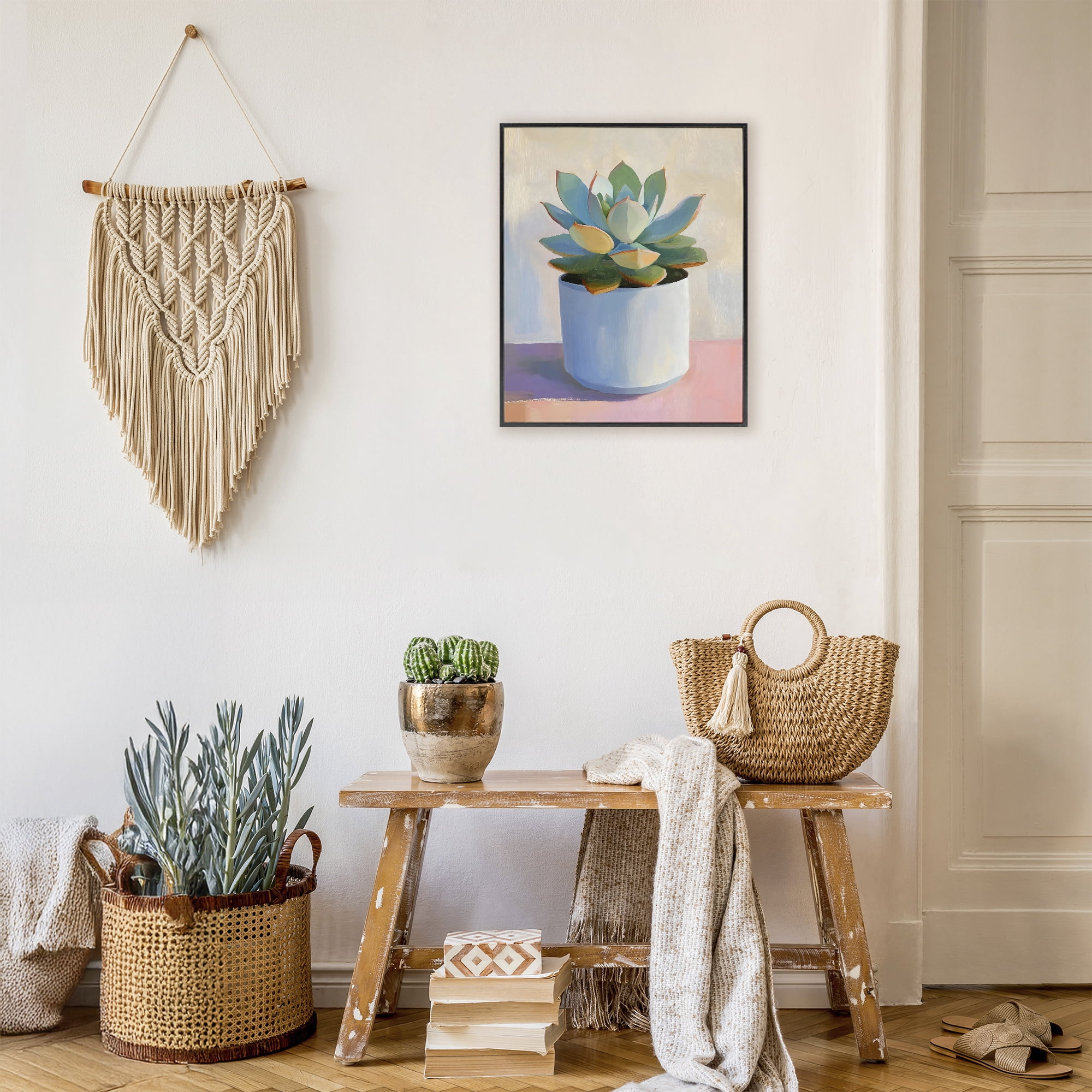 Stupell Industries Succulent Plant in White Pot Black Framed Giclee Art, design by The Prints Vibe