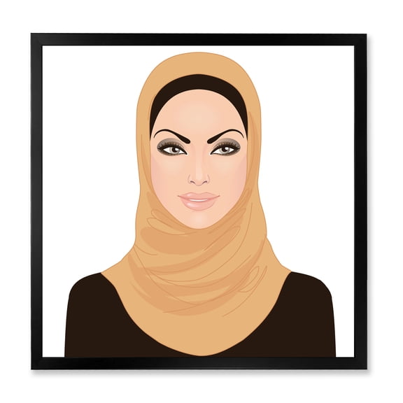 Designart 'Portrait of Muslim Girl In Traditional Hijab' Modern Framed Art Print