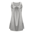 thumbnail image 6 of Women Square Neck Silk Satin Sleeveless Dress With Pockets Gray M, 6 of 6