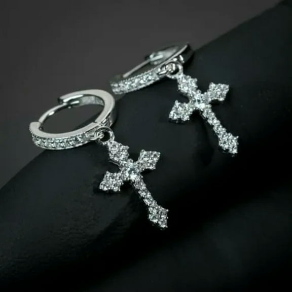 Cross Drop Earring Women Fashion 925 Silver,Gold Cubic Zircon Jewelry