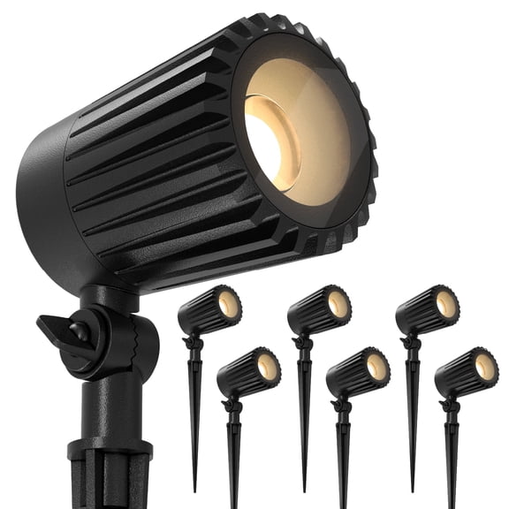 Sunco 6 Pack Garden Tree Flag Lights Outdoor [Luces para Jardin], LED Low Voltage Revolver Spotlight with Connectors, 10W, Selectable CCT 2700K/4000K/5000K, 12V-24V, Beam Angle Adjustable, IP65 ETL