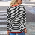 thumbnail image 5 of Womens Striped Soft Pullover Sweatshirts Crewneck Long Sleeve Loose Fit Shirts with Chest Pocket 2025 Fall Clothing, 5 of 5