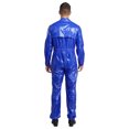 thumbnail image 3 of Manyakai Combinaison Imperméable pour Homme, Col Rabattu, Manches Longues, Taille Élastique au Dos, Bleu, 3TG, 3 of 7