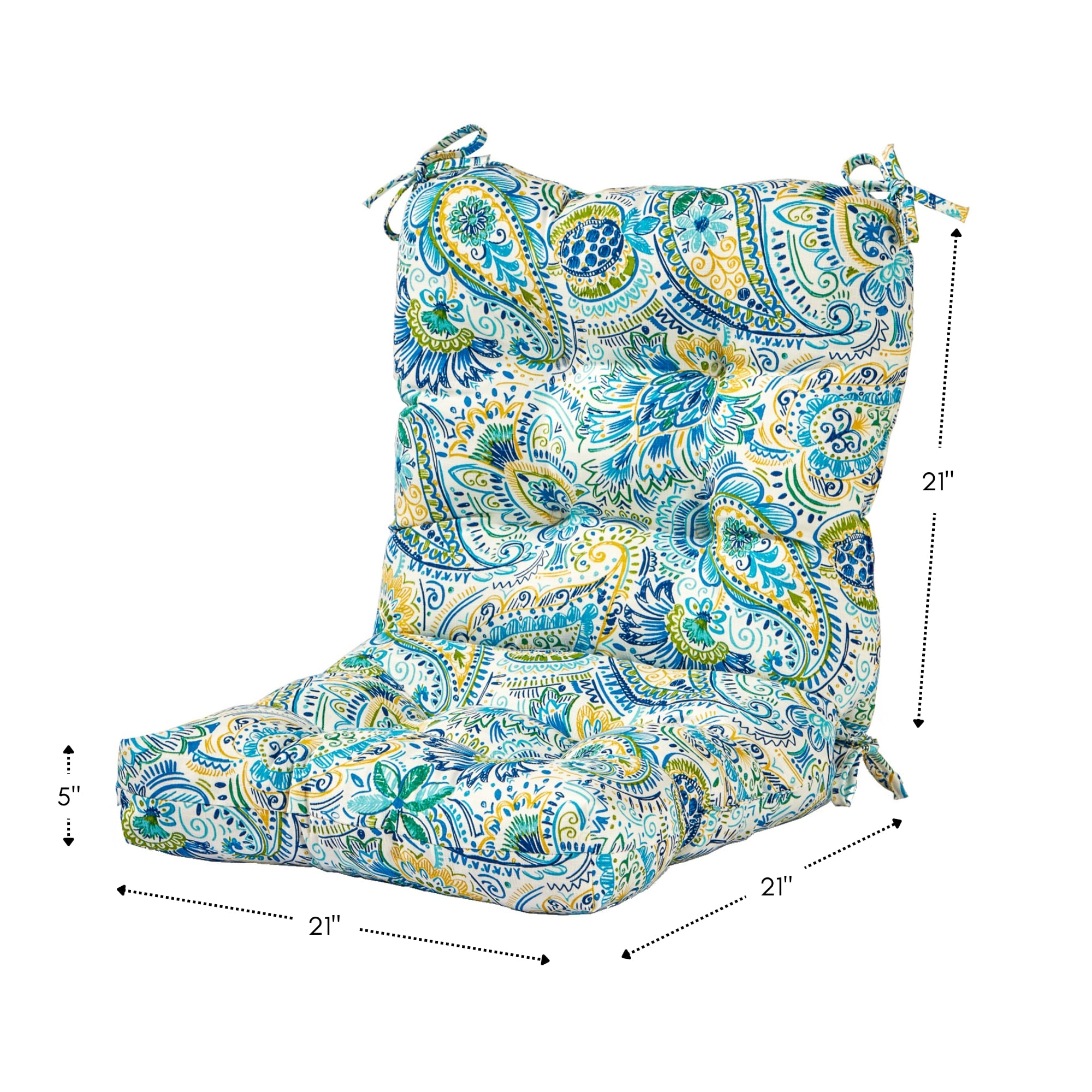 Greendale Home Fashions Outdoor Tufted 42'' x 21'' Chair Cushion, Set of 2, Baltic