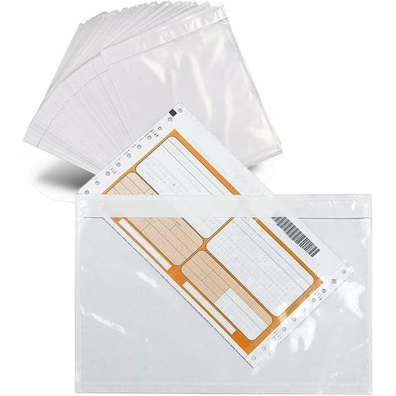 50 Pcs Shipping Label Sleeves, Adhesive Packing List Envelopes Pouch with Self-Adhesive Peel & Seal - Clear Plastic & Waterproof Envelopes Ideal for Invoices & Packaging. 5.5*7.5 Inches