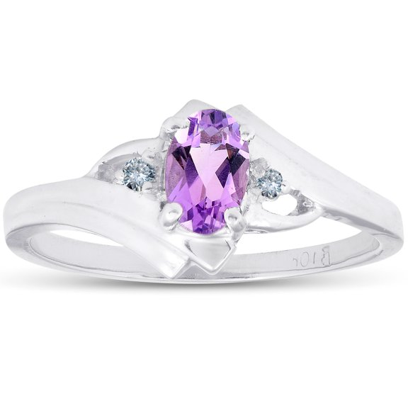 Pompeii 5/8ct Amethyst & Diamond Ring 10K White Gold (H/I,I2)