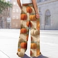 thumbnail image 7 of WTOBBY Women's Casual Wide Leg Pants with Stretch Belt and Pocket, Halloween Print Adjustable Tie Trousers for Seasonal Comfort Wear,Orange L, 7 of 7